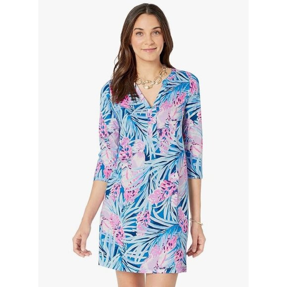 Lilly Pulitzer Daphne Dress Women's Size Large Mr Peacock Blue Tweethearts Excel - Picture 1 of 6
